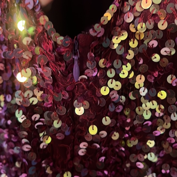 Champagne and maroon prom / ball dress - Picture 6 of 14